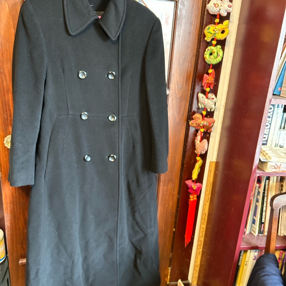 Canada made long wool angora cashmere coat (52”), Sz 8